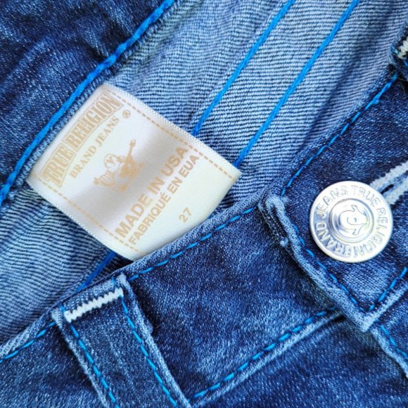 SOLD: True Religion Boot Cut 27 Blue Denim Jean West Rodeo Country Cowgirl - Picture 5 of 7